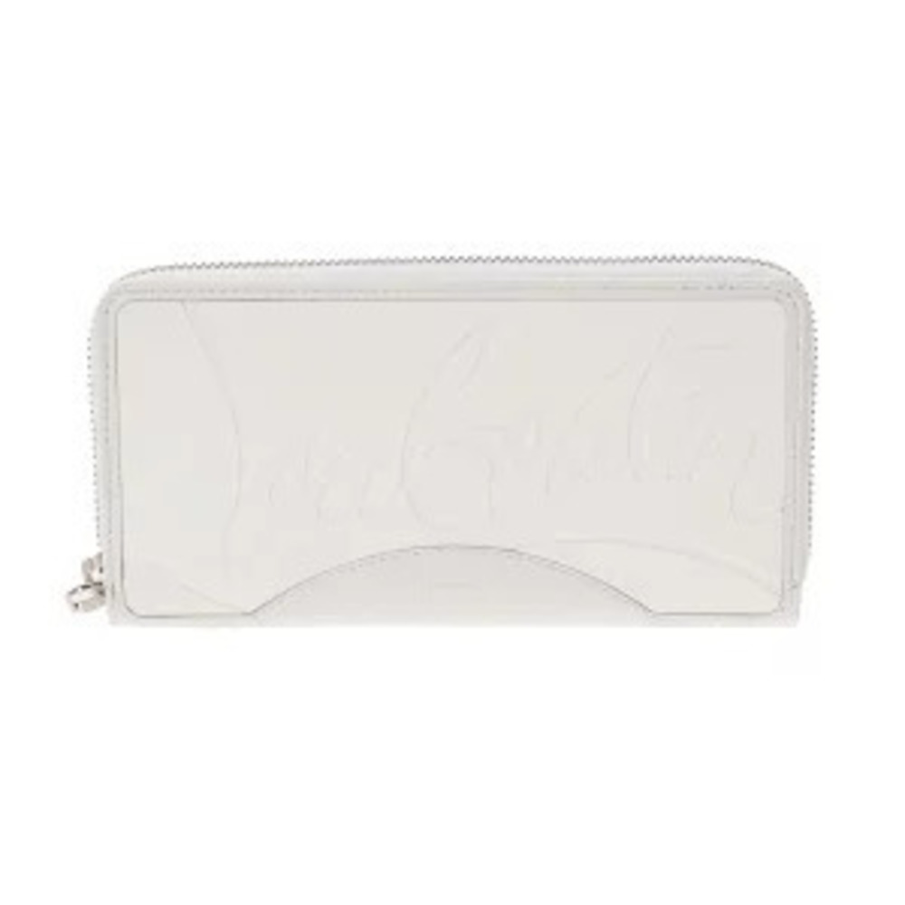 Christian Louboutin Round Zip Long Wallet White Calfskin